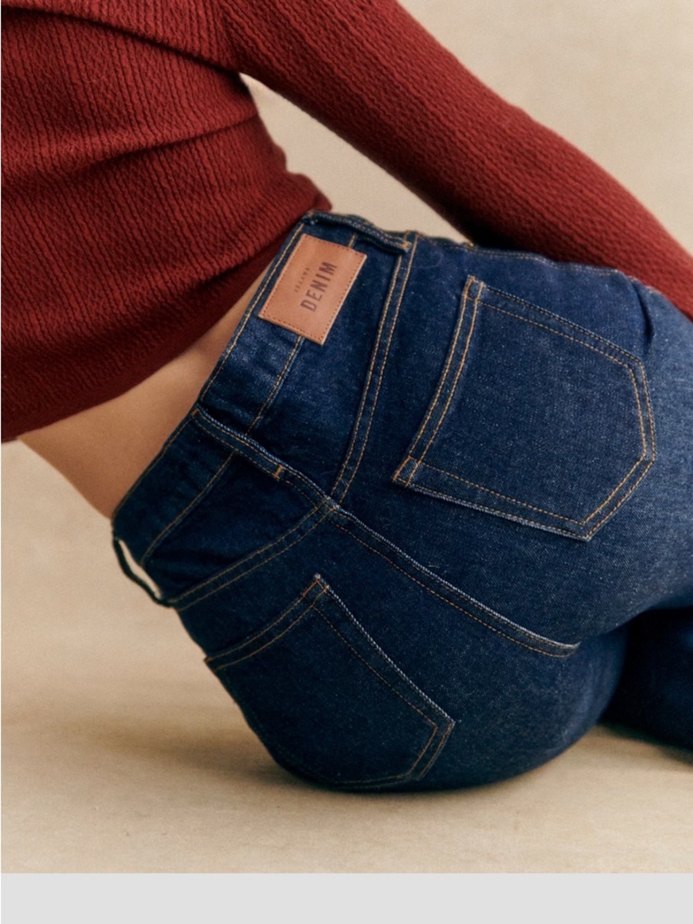 Sezane Dark Blue Ankle Slim Jeans